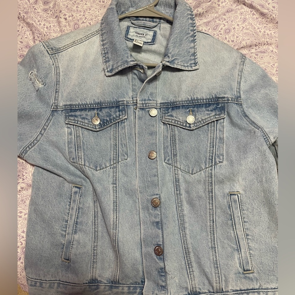 Womens forever 21 ripped jean jacket Womens large